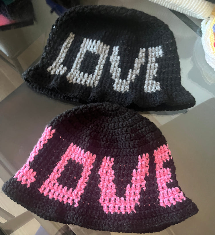 Custom Lettered Crochet Beanie or Bucket Hat