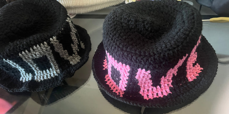 Custom Lettered Crochet Beanie or Bucket Hat