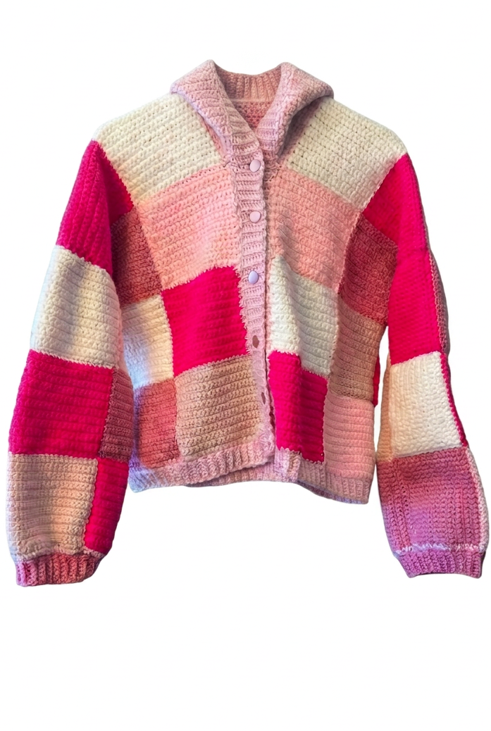 Pink cardigan front without hanger